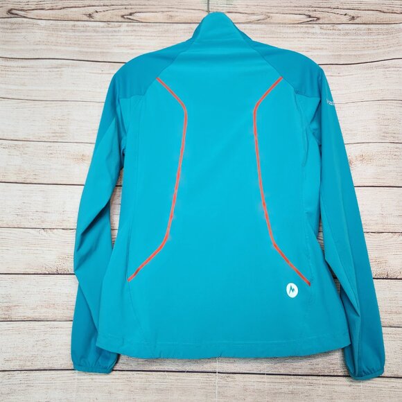 Women's MARMOT FUSION JACKET Lightweight Running Pockets Teal Blue XS/TP - Picture 12 of 16